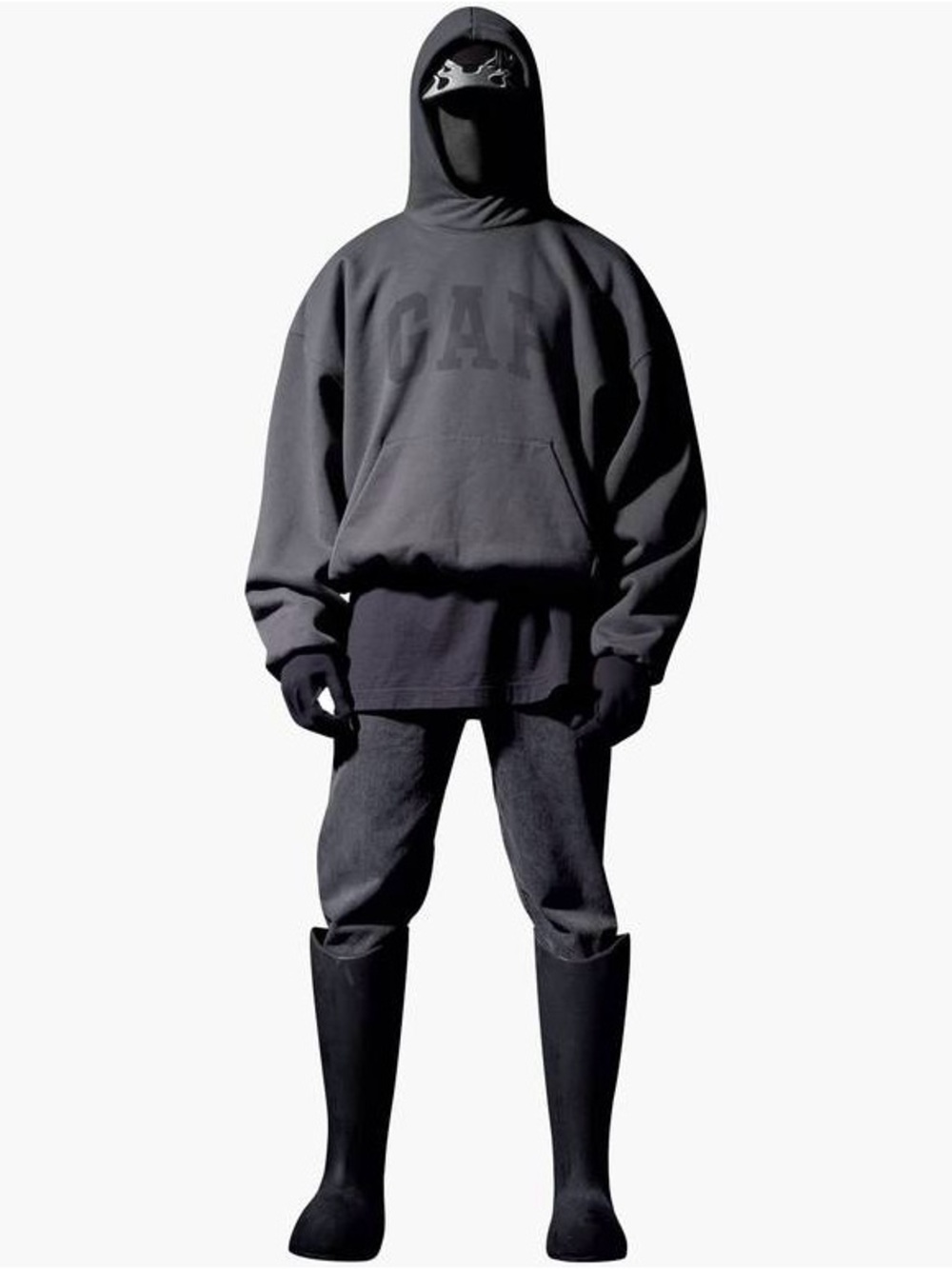Yeezy Men's Oversized Charcoal Gray Hooded Sweatshirt